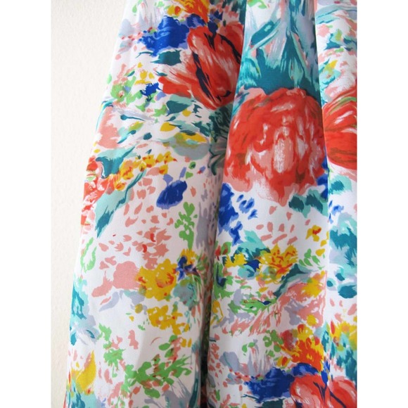 Vintage 90s Floral High Waist Shorts S M - 1990s Skort Mini Skirt Elastic Waist - Picture 5 of 7